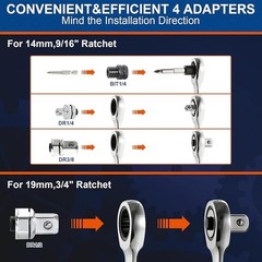 72-Tooth Ratchet Wrench Set Combination Tool SAE Metric Chrome Vanadium Steel US