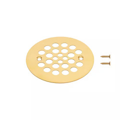4.25 In. round Shower Drain Cover, Polished Brass