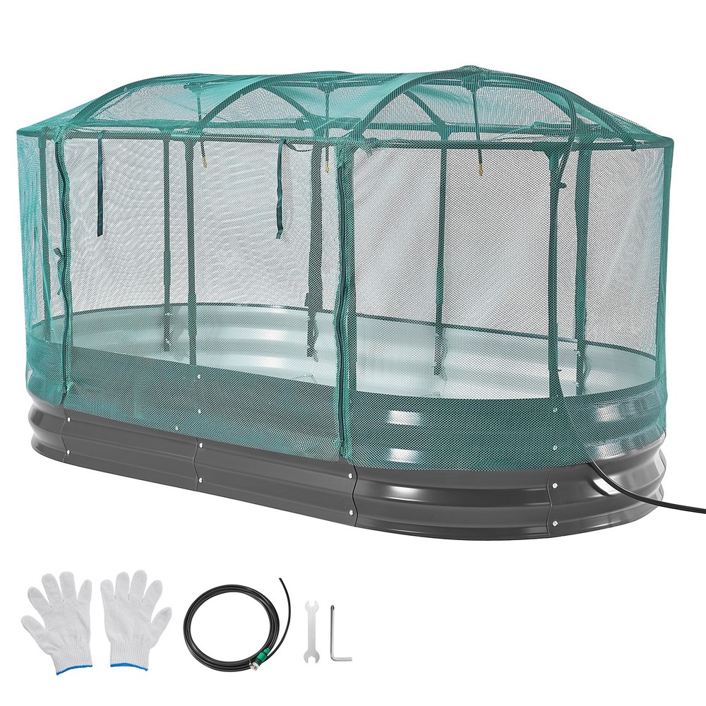 Uimoso Galvanized Steel Raised Garden Bed 6x3x1ft Oval Planter withSelf-Watering