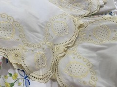 Pratesi Italy 3pc Sheet Set Lace Poly/Cotton Off White Yellow
