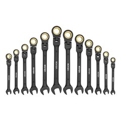 VEVOR Flex-Head Ratcheting Wrench Set Combination Wrench Set 24-Piece Black