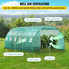 VEVOR Walk-in Greenhouse 20’x10’x7′ Hot Planter House Gardening Galvanized Frame
