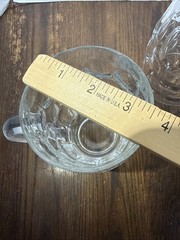 ARCOROC FRANCE Vtg Clear Glass Thumbprint Beer Barrel Heavy Mug Stein Dimple (2)