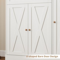 68″ Kitchen Pantry Cabinet, 6-Door Storage Hutch with Drawer & Shelves, White
