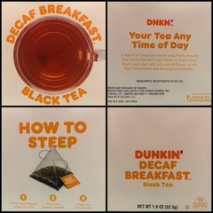Dunkin Decaf Breakfast Black Tea Total 30 Tea bags Decaffeinated Anytime Of Day