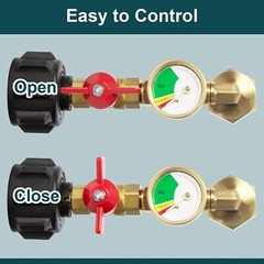 1lb to 20lb tank Propane Refill Elbow Adapter with Gauge + ON-Off Control Valve