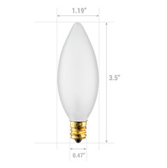 12 Pack Chandelier Torpedo Tip B10 Bulbs 120V 25W Candelabra E12 Frosted 2700K
