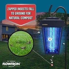 Flowtron Bug Zapper, Mosquito Zapper 1.5 Acre of Coverage, 80W Bulb, 5600V Grid