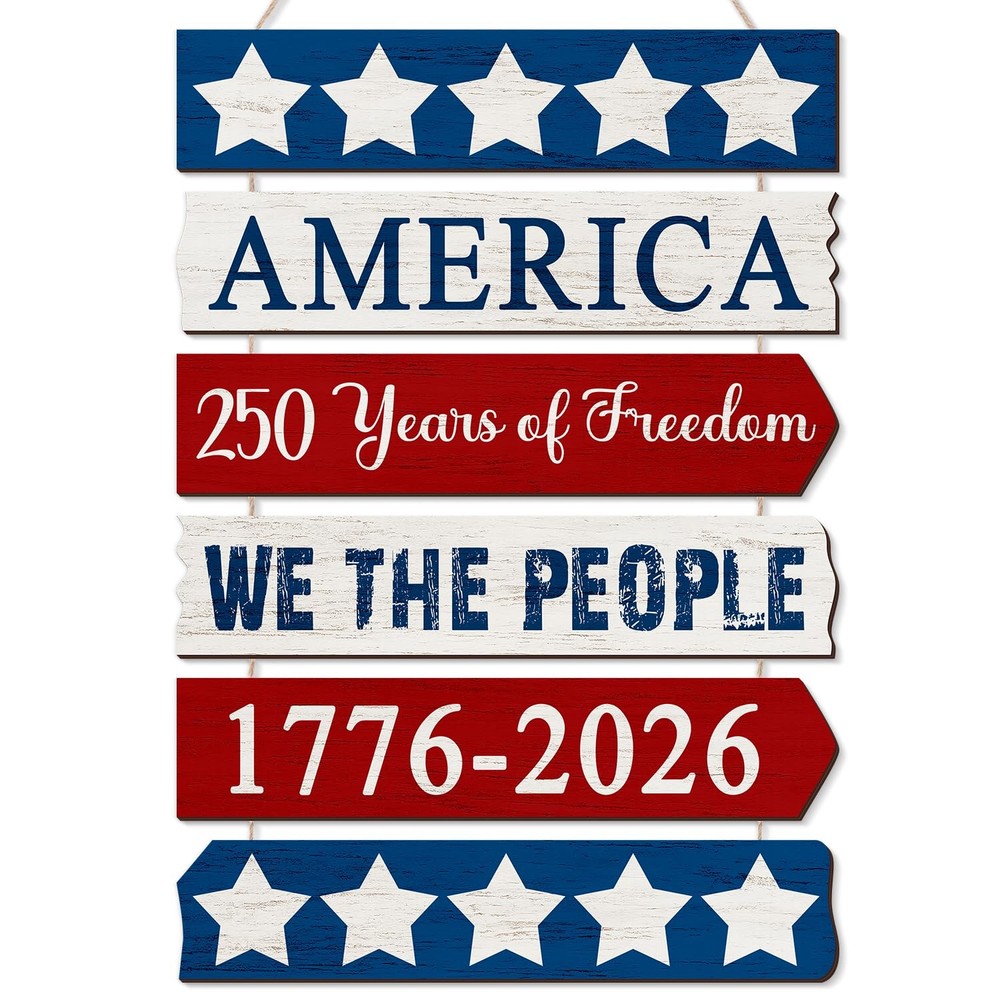 250 Years Anniversary America Door Sign 4th of July Decorations Patriotic Wall D