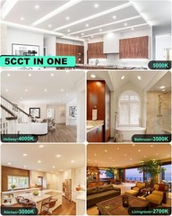 4 Inch 5CCT LED Recessed Ceiling Dimmable Light with Junction Box 2700K-5000K