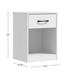 Ardent Nightstand Bedside Table with 1 Drawer End Side Table Bedroom White