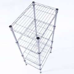 New Practical Modern Rectangle Carbon Steel Metal 4-Shelf Storage Rack Silver