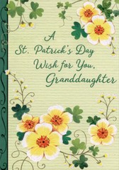 White Trimmed Yellow Flowers St. Patrick’s Day Card for Granddaughter