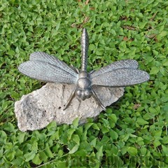 Large Cast Iron Dragonfly Home Garden Figurine Statue Verdigris Green 10.25 inch
