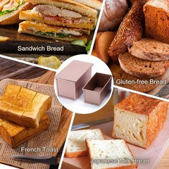 2 Pack Pullman Loaf Pan with Lid, 1 lb/0.5 lb Dough Capacity, Premium Non-Stick