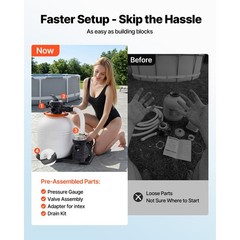 Uimoso 16″ Sand Filter Pump with Timer, 4400 GPH, 0.75HP for Above Ground Pools