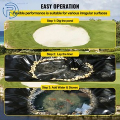 Black 10 x 13 ft 20 Mil HDPE Fish Pond Liner Pond Liners Waterproof Fish Liner