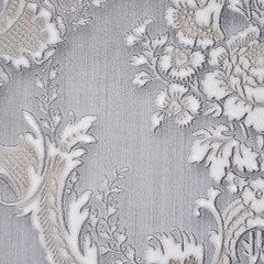 Satin gray silver tan Victorian damask faux silk fabric textured Wallpaper rolls