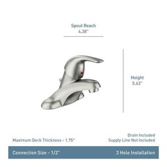 MOEN Adler WS84503 Centerset Single Handle Low-Arc Bathroom Faucet in Chrome