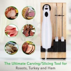 Nutrichef PKELKN16 Portable Electrical Food Cutter Knife Set with Bread Carving