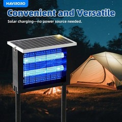Solar Bug Zapper Outdoor 2000 Sq Ft Rechargeable Mosquito Fly Killer Lamp
