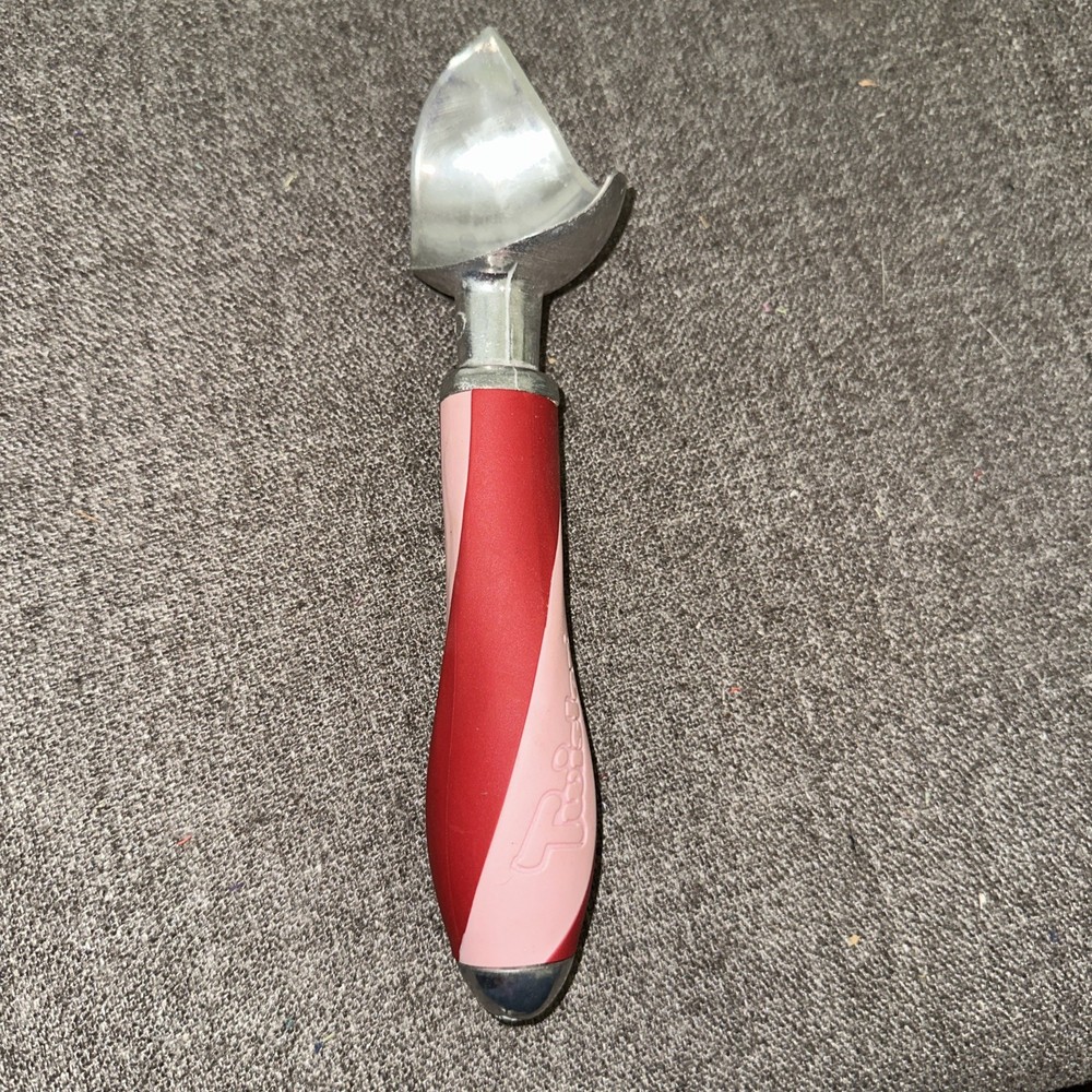Vintage Ice Cream Scoop Red Cream Swirl Handle Hand Wash Only Kitchen Utensil