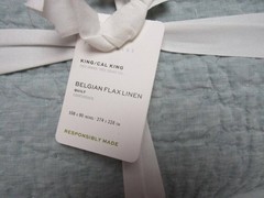 Pottery Barn Belgian Flax Linen Handcrafted Quilt King/Cal.King Mineral Blue NWT