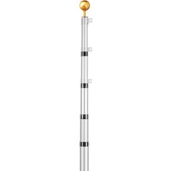 VEVOR 25FT Telescopic Flagpole Kit Heavy Duty Aluminum Flag Pole American Silver