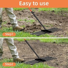 30″ x 10″ Leveling Rake for Backyard Leveling Kit, 6.5FT Heavy Duty Lawn