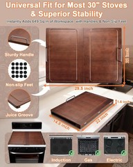 Stove Top Covers for Gas Burners & Electric Stove, Wooden Gas Stove Cover