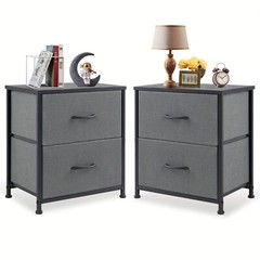 2 Drawer Dresser Nightstand Pack Of 2 Bedroom Storage Organizer Cabinet Fabric