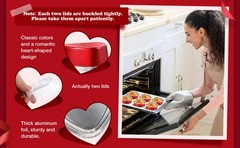 40 Sets 1.86 oz Mini Heart Shaped Cake Pans with Lids Aluminum Foil pan 55 ml