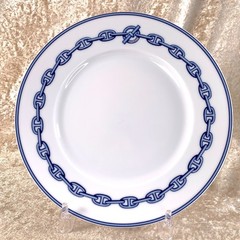 Hermes Paris Dessert Plate Chaine d’Ancre Porcelain Tableware Set of 2 with Box