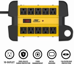 10 Outlets Heavy duty Power Strip Surge Protector 2800J 6FT Extension Power Cord