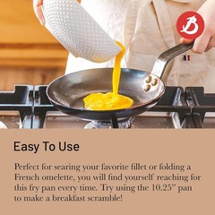 De Buyer 5611.2 Mineral B Carbon Steel Omelette Pan, 8 Inches Diameter, Silver