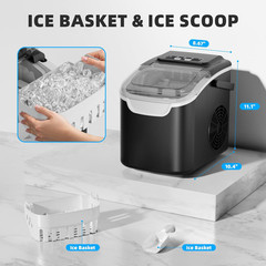 Antarctic Star Countertop Ice Maker Machine, 8 Cubes in 6 Mins, 26.5 Lbs/Day, Se