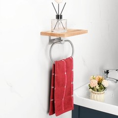 Hand Towel Holder for Bathroom Wall Mount 7.88 Inch with Shelf Brushed Nickel
