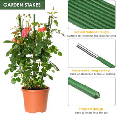 100 Pack 4 Ft/ 48 Inches Garden Plants Stakes Tomato Stakes Steel Metal Plant St