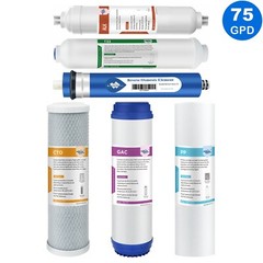 6 Stage 75 GPD RO Under Sink pH Alkaline Reverse Osmosis System Water Filter Set