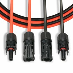 1 Pair Black+Red Solar Panel Extension Cable Wire Solar Connectors 10 AWG Gauge
