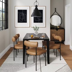 Nathan James Dahlia Modern Metal Dining Chair: Upholstered, Italian Design,