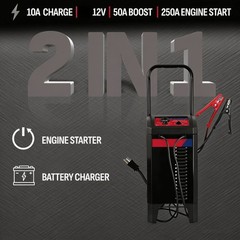 Duralast Electric Wheeled Manual 250A Engine Starter & 10A Car Battery Charger