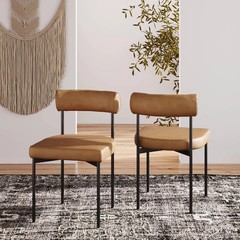 Nathan James Dahlia Modern Metal Dining Chair: Upholstered, Italian Design,