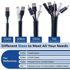 50 Ft. 3/8″ Split Wire Loom Conduit Polyethylene Tubing Black Color Sleeve Tube