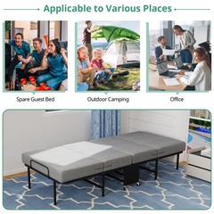 Portable Foldable Bed with Mattress Rollaway for Adults, 75” x 38″