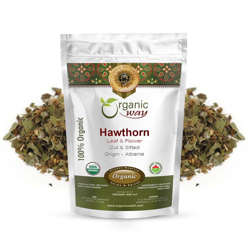 Organic Way Hawthorn Leaf and Flower Cut & Sifted – Kosher & USDA Certified