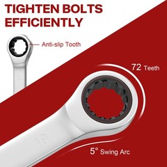 12Pc 8-19mm Metric Fixed Head Ratcheting Wrench Combination Spanner Tool Set