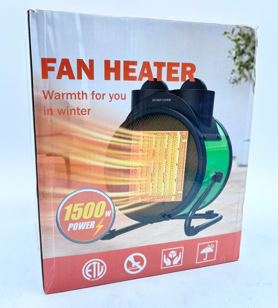 Fan Heater With Carry Handle 1500 Watts 120 Volts – Green Black