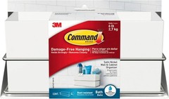 Command Bath Wall & Cabinet Organizer: 9.5 in. x 4.4 in. x 4.4 in. Satin Nickel