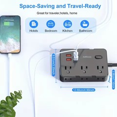 10-in-1 Multi Outlet Wall Mountable 5ft USB Surge Protector Power Strip Black
